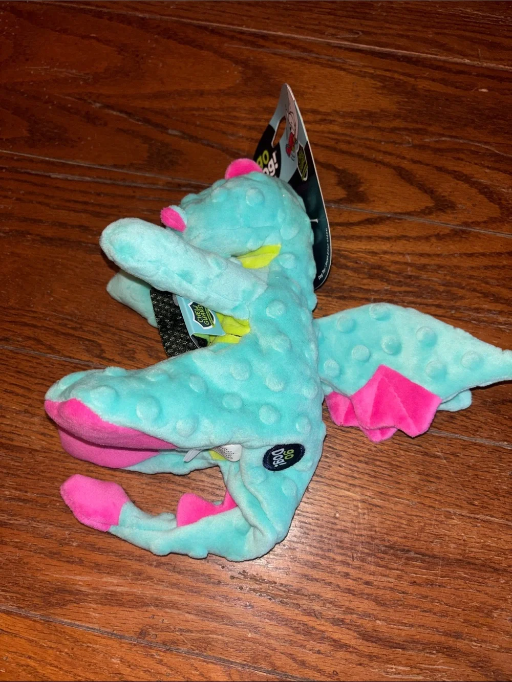 Go Dog! Plush Sea Dragon Toy - Aqua with Pink Accents
